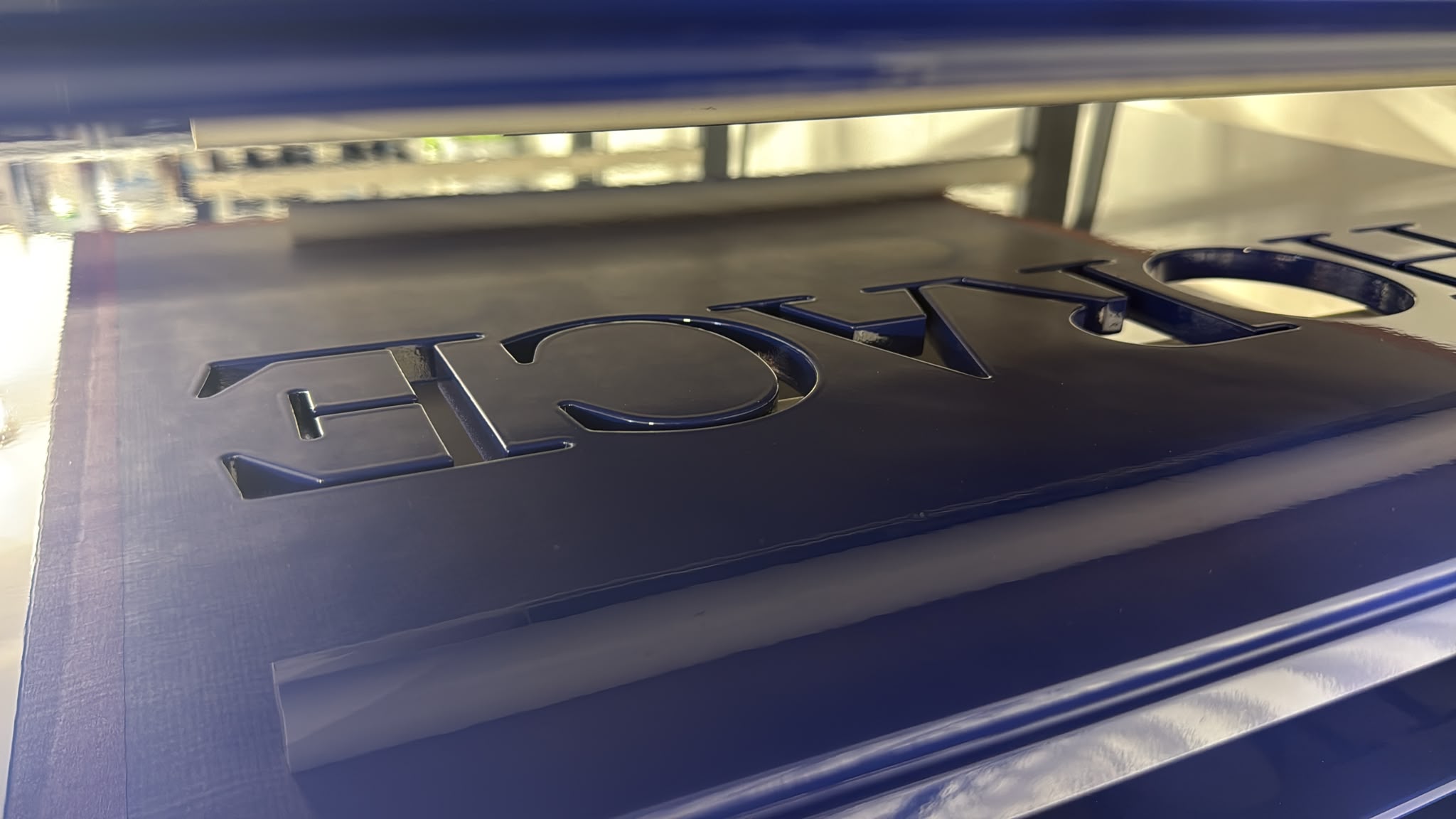 Finished bespoke signage detail manufactured by ROCHE
